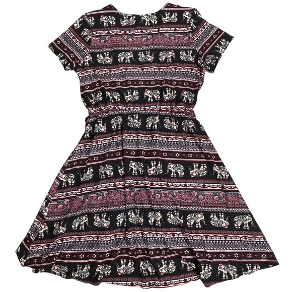 Derek heart plus size 1x short sleeve mini dress, vneck, elephants, ties at side - Picture 6 of 12